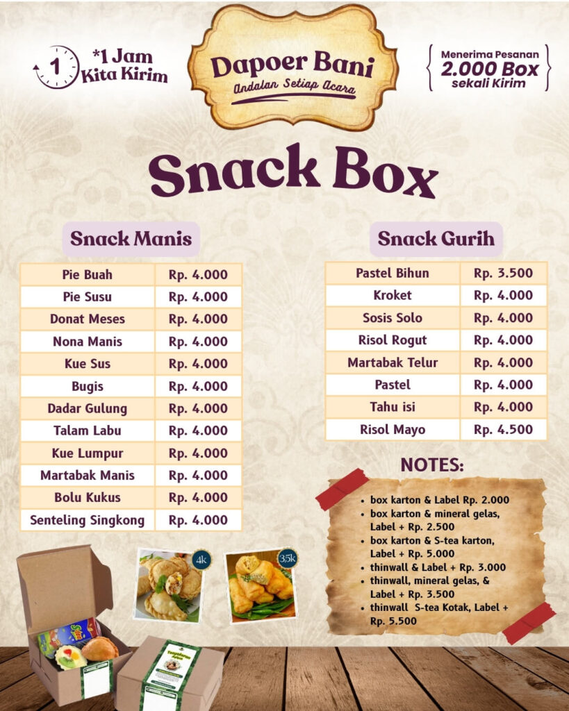 Pricelist Snack Box