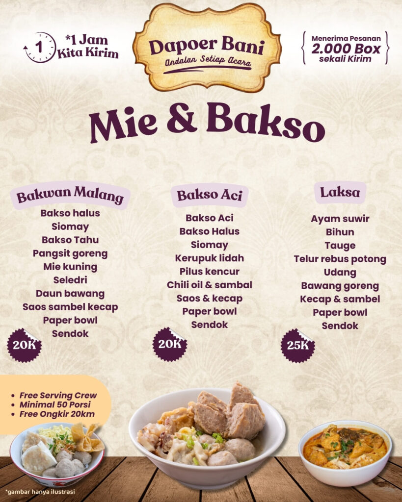 Pricelist Mie & Bakso